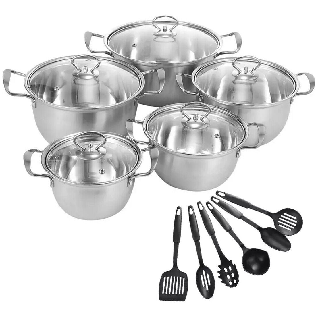 Aurivva 11-Piece Stainless Steel Cookware Set | Induction Compatible Pots & Pans