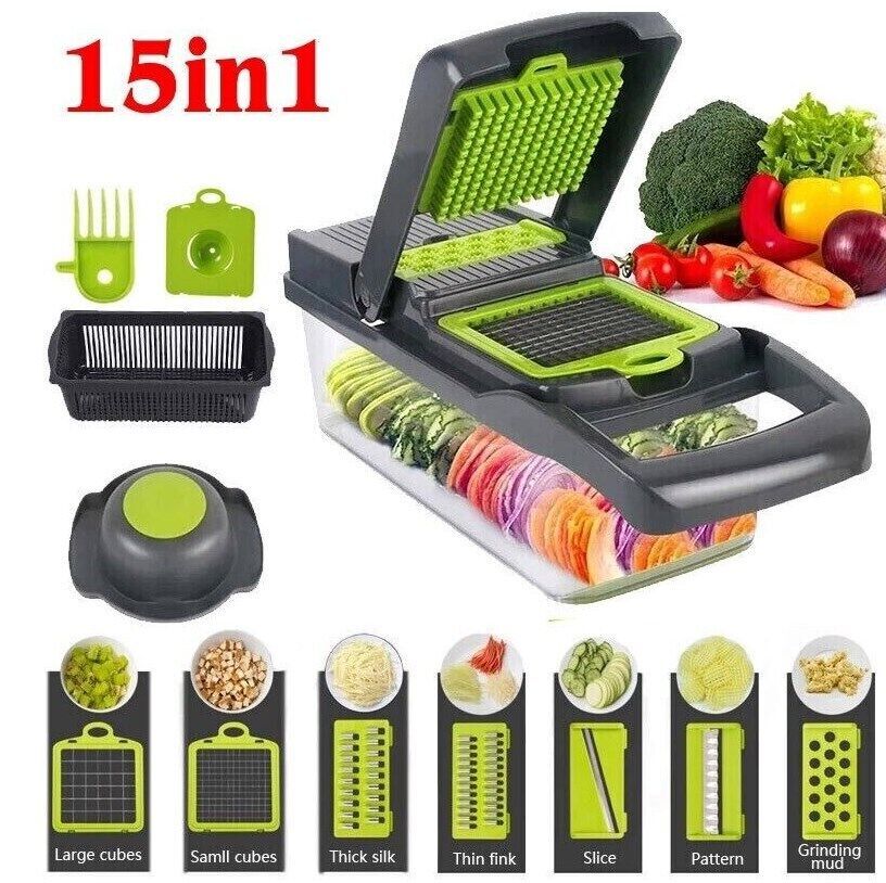 Aurivva 15-in-1 Vegetable Chopper | Multi-Function Food Slicer & Peeler