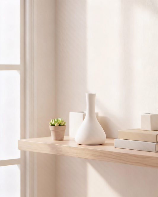 Aurivva Minimalist Collection – Elin Vase (White Nordic Ceramic)