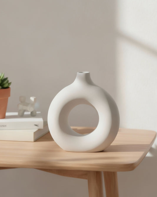 Aurivva Minimalist Collection – Loke Vase (White Nordic Ceramic)