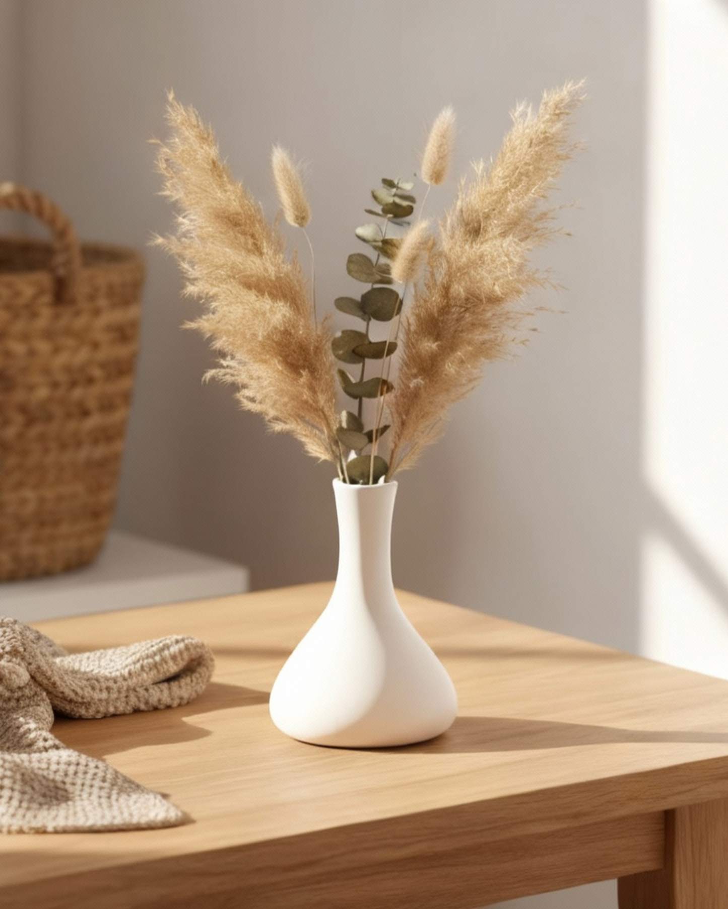 Aurivva Minimalist Collection – Elin Vase (White Nordic Ceramic)