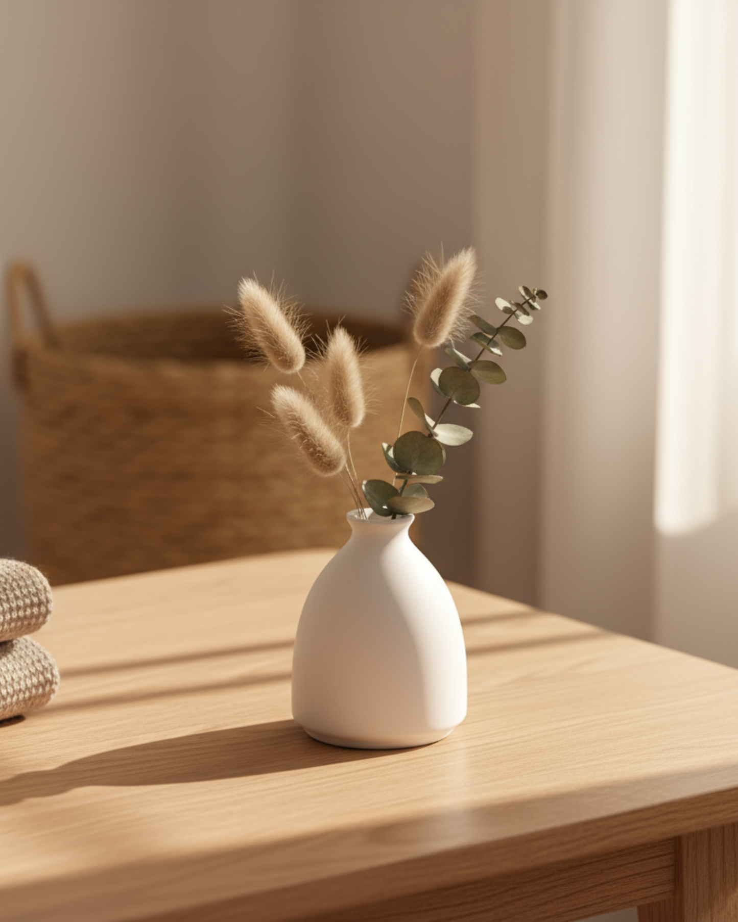 Aurivva Minimalist Collection – Nara Vase (White Nordic Ceramic)