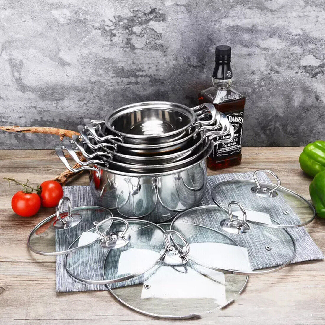 Aurivva 11-Piece Stainless Steel Cookware Set | Induction Compatible Pots & Pans