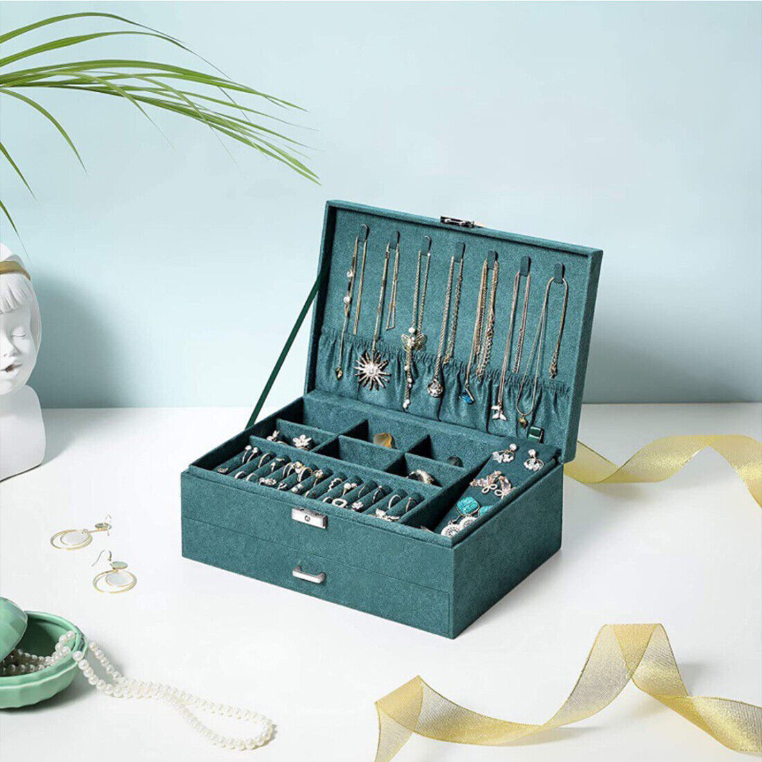 Aurivva 3-Layer Jewellery Organiser | Storage Box Drawer Cabinet