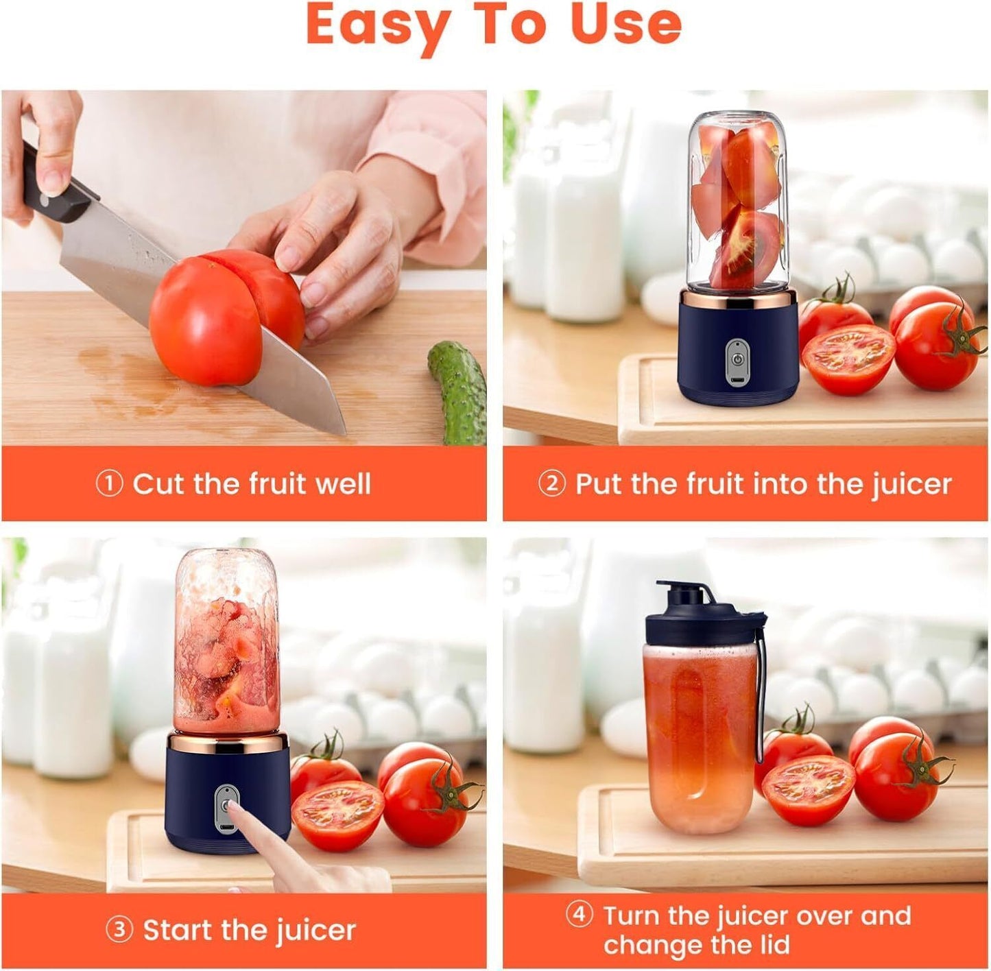 Rechargeable Electric Fruit Juice Maker | Portable Blender & Smoothie Juicer